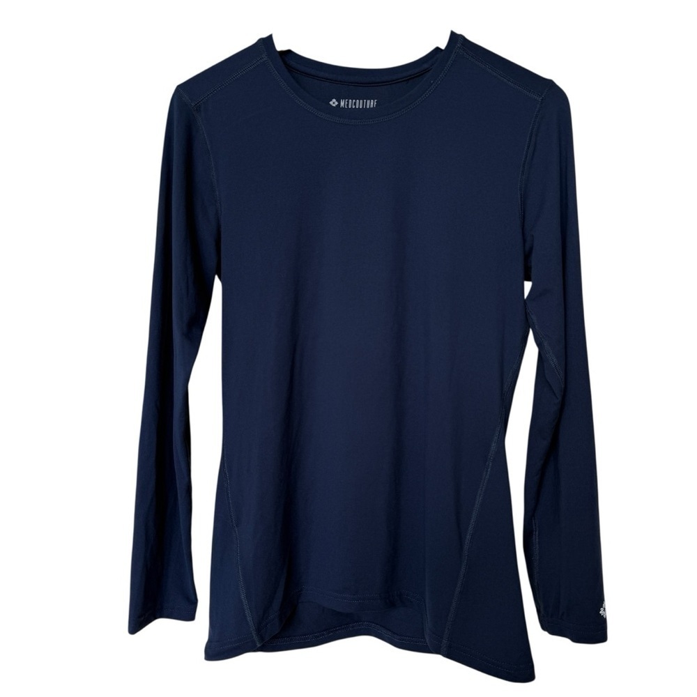 MedCouture Women's Long Sleeve Blue Performance Tee Size S Stretch Lightweight
